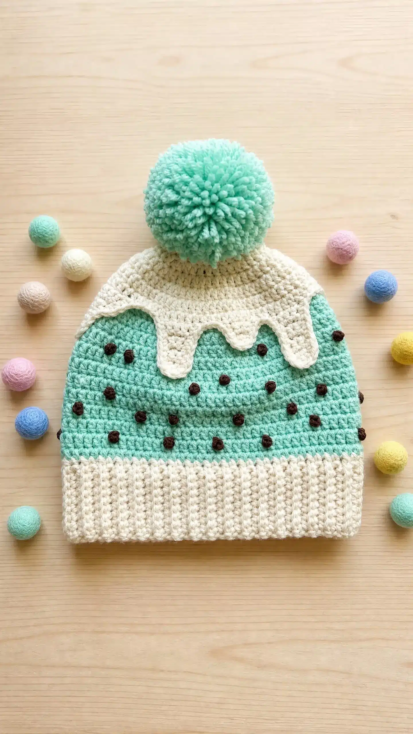 mint chocolate chip beanie pattern crochet project crochet project detail 1