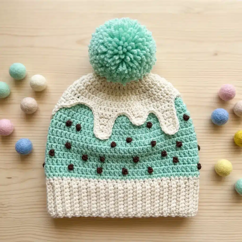 mint chocolate chip beanie pattern - featured image