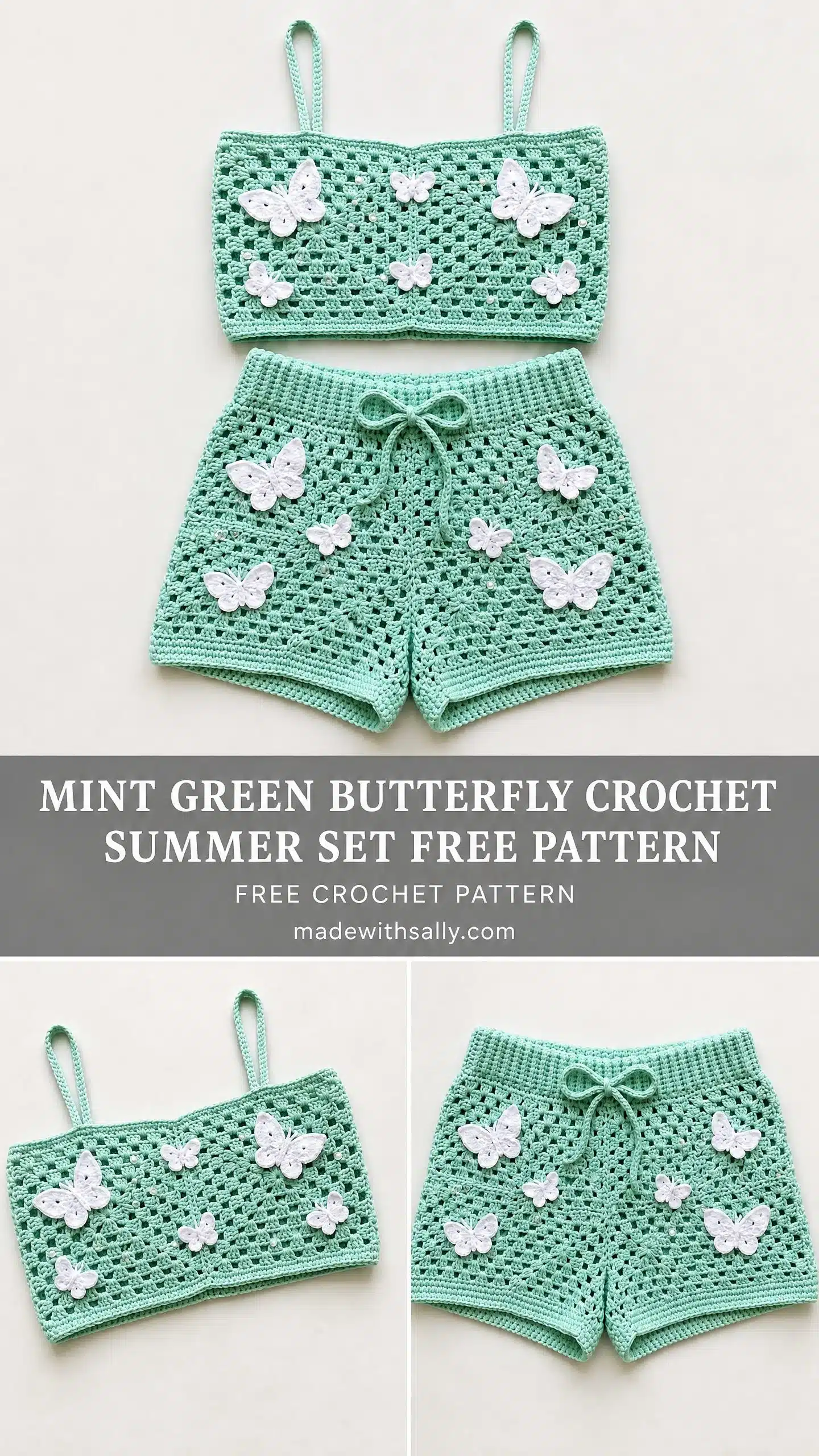 Mint Green Butterfly Crochet Summer Set crochet project crochet project detail 1