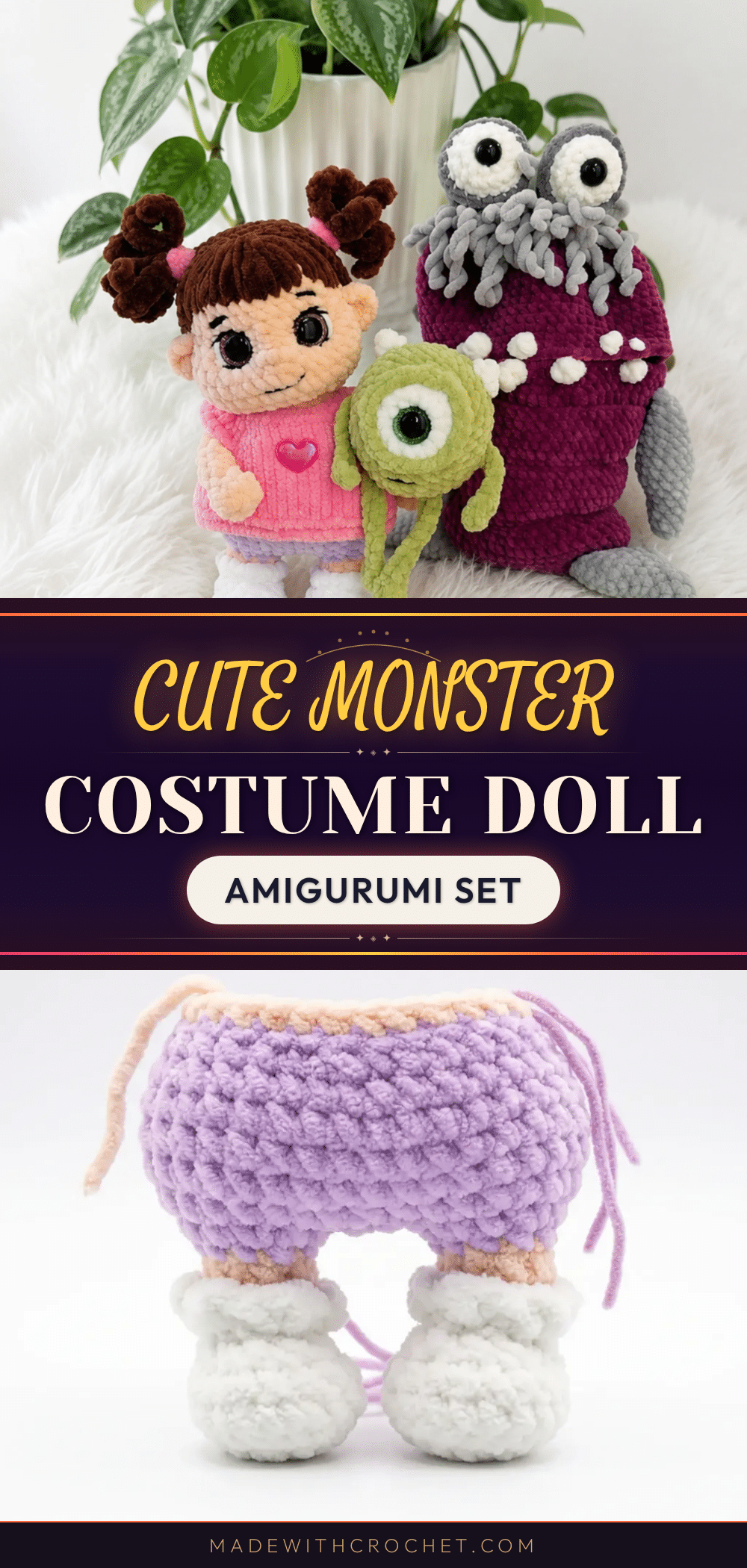 monster costume doll amigurumi crochet pattern
