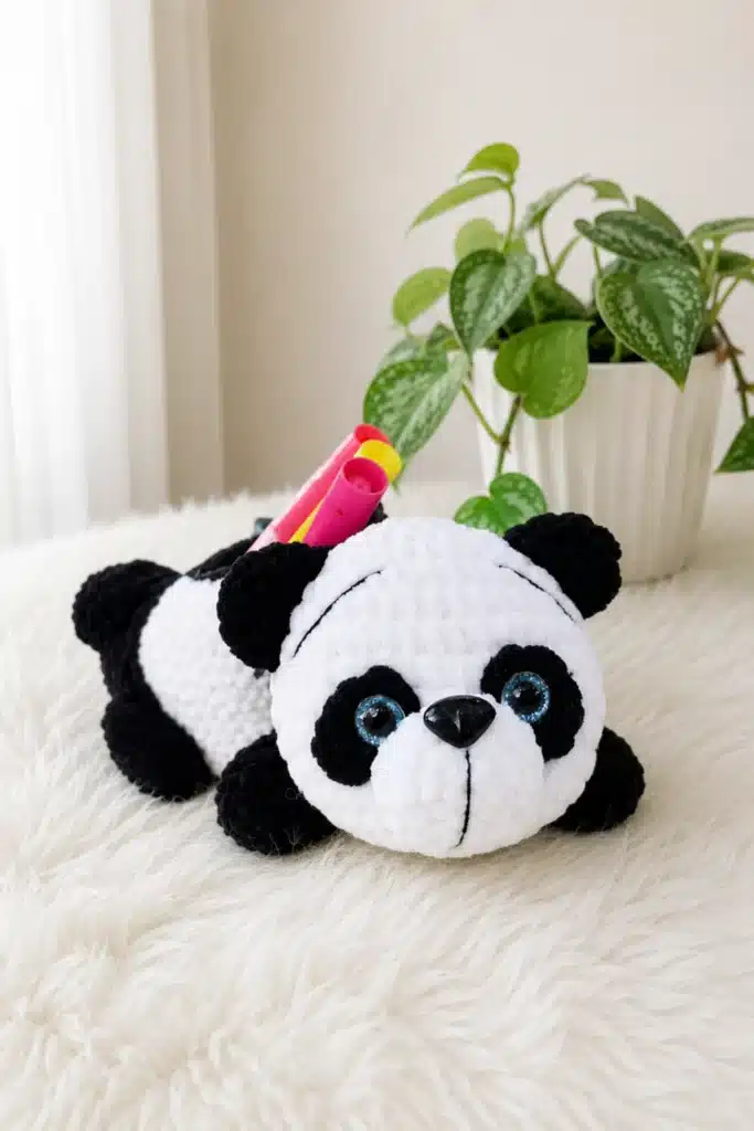 panda pencil case crochet pattern - featured image