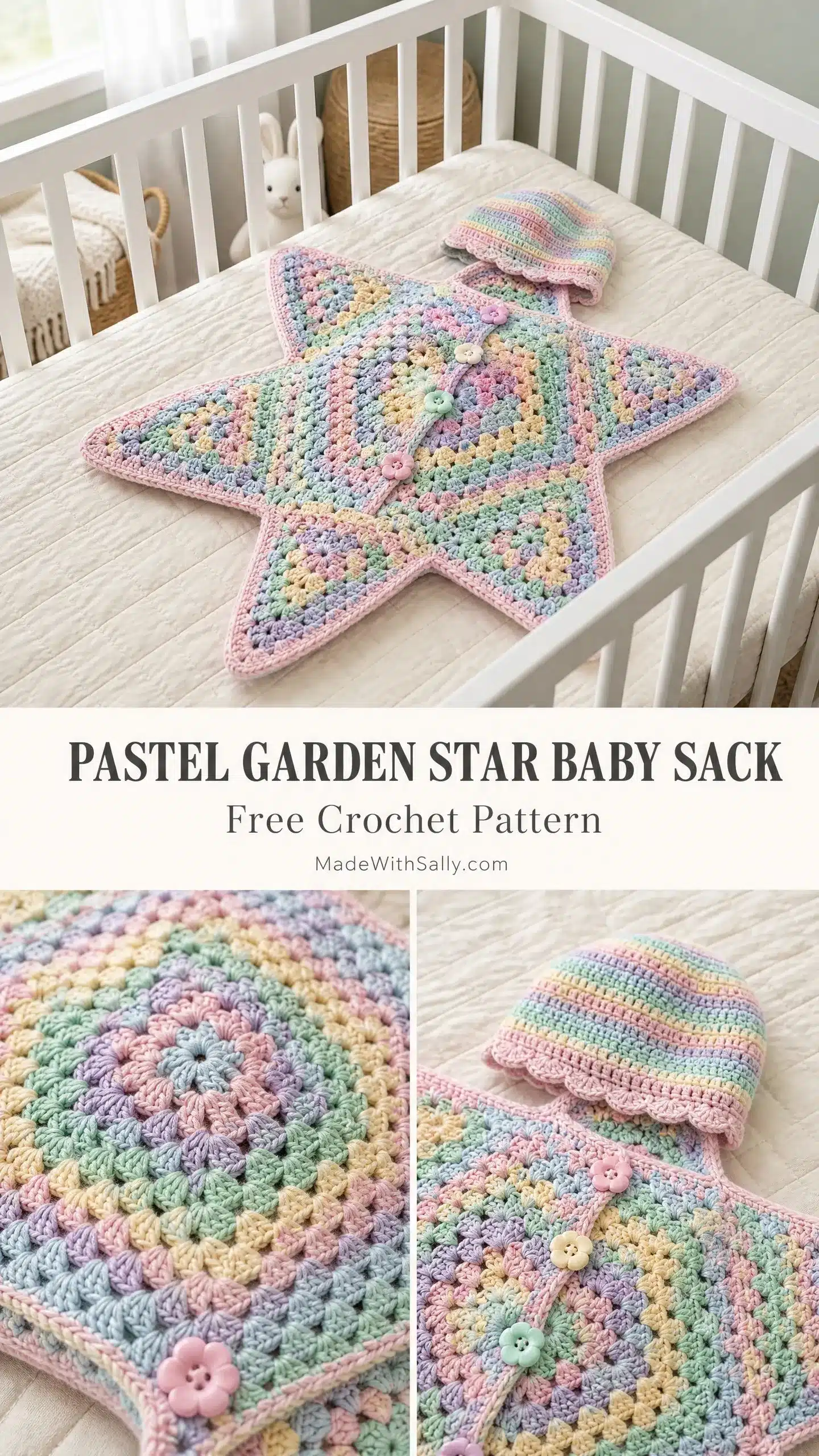 pastel garden star baby sack crochet project crochet project detail 1