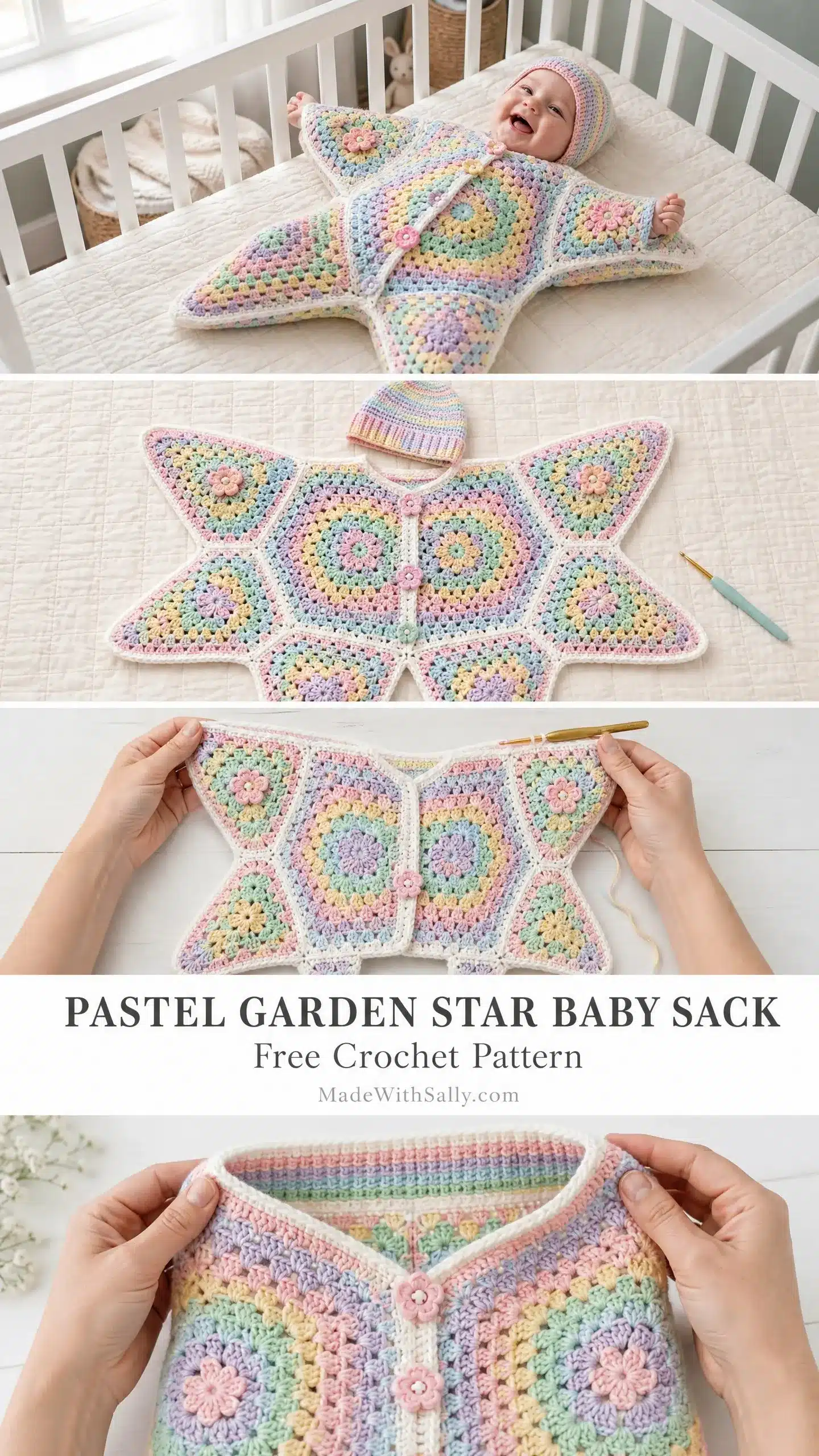 pastel garden star baby sack crochet project crochet project detail 2