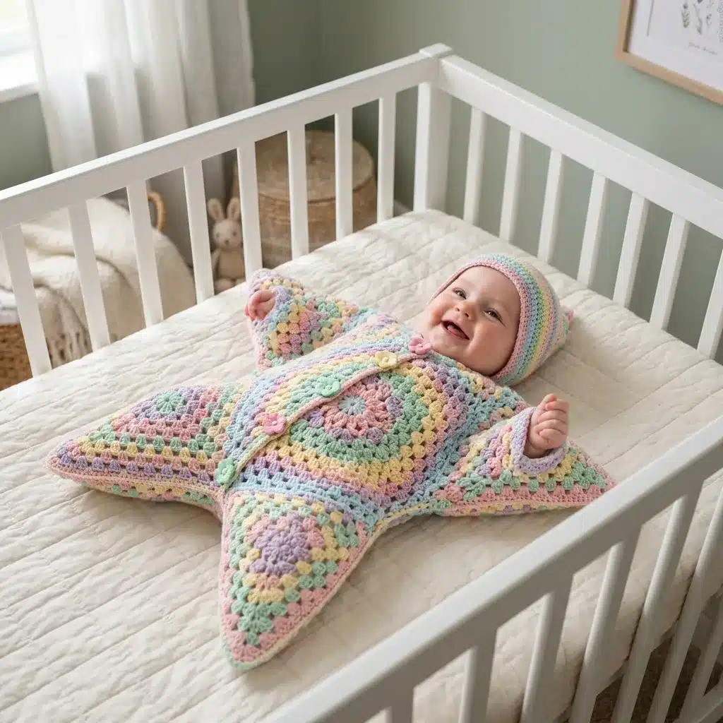 pastel garden star baby sack - featured image