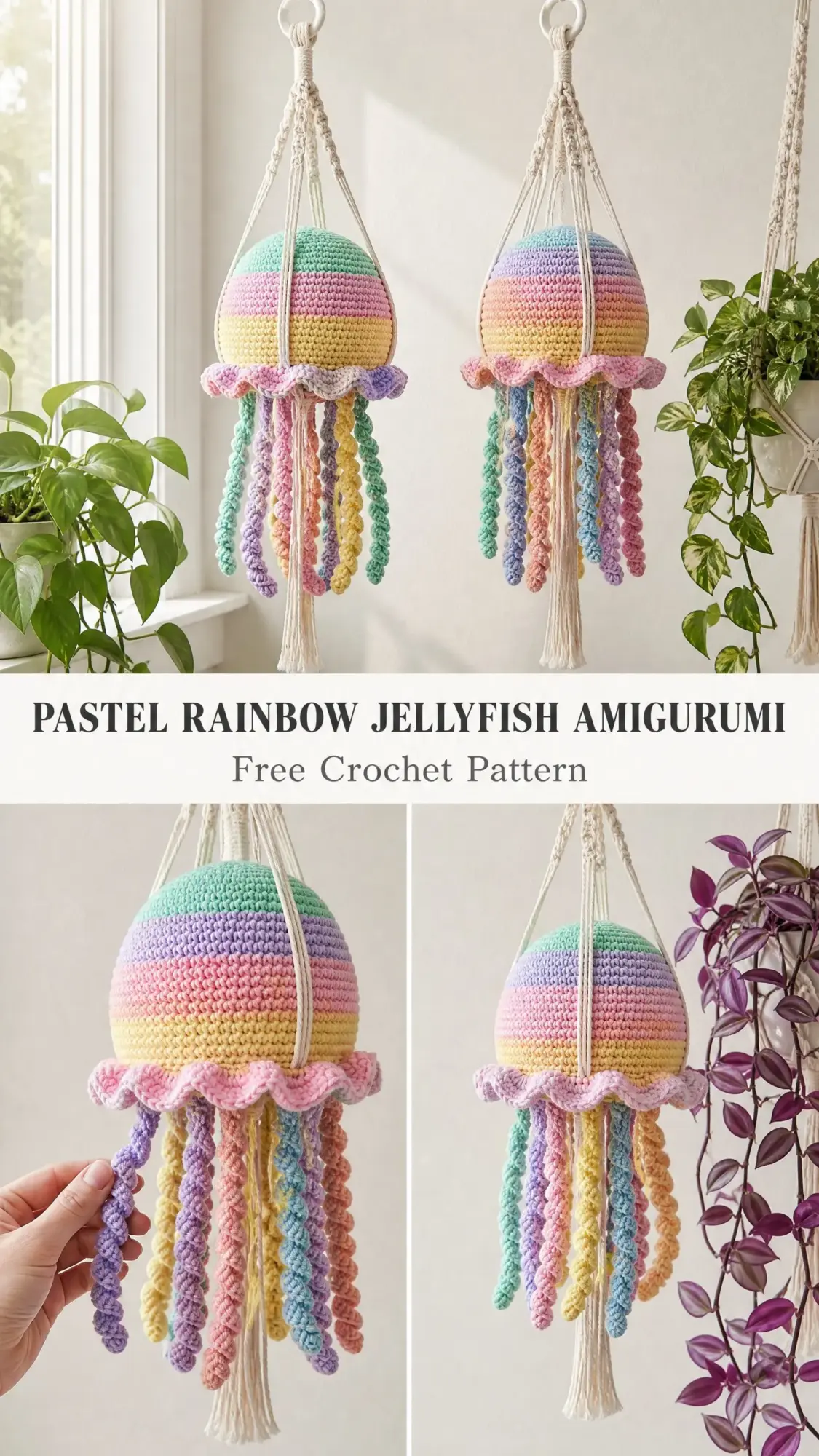 pastel rainbow jellyfish amigurumi free pattern crochet project crochet project detail 1