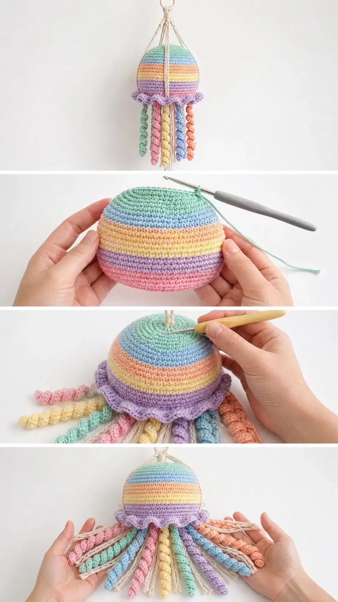 pastel rainbow jellyfish amigurumi free pattern crochet project crochet project detail 2