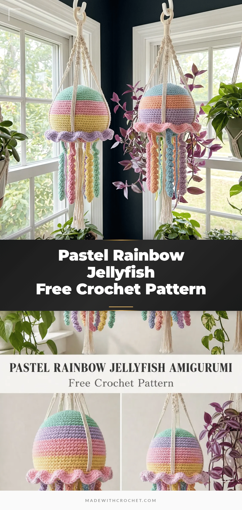 pastel rainbow jellyfish amigurumi free pattern crochet pattern