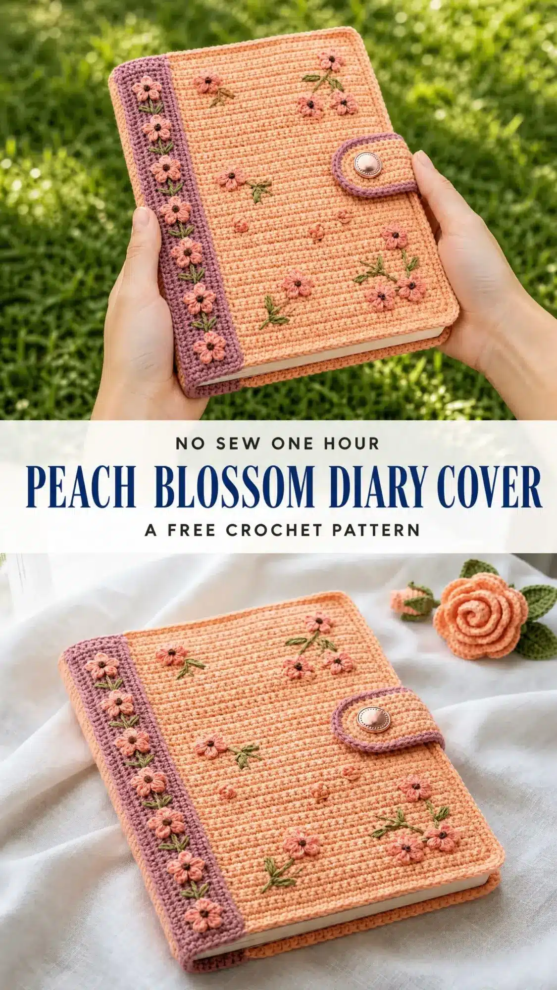 peach blossom diary cover crochet pattern crochet project crochet project detail 1