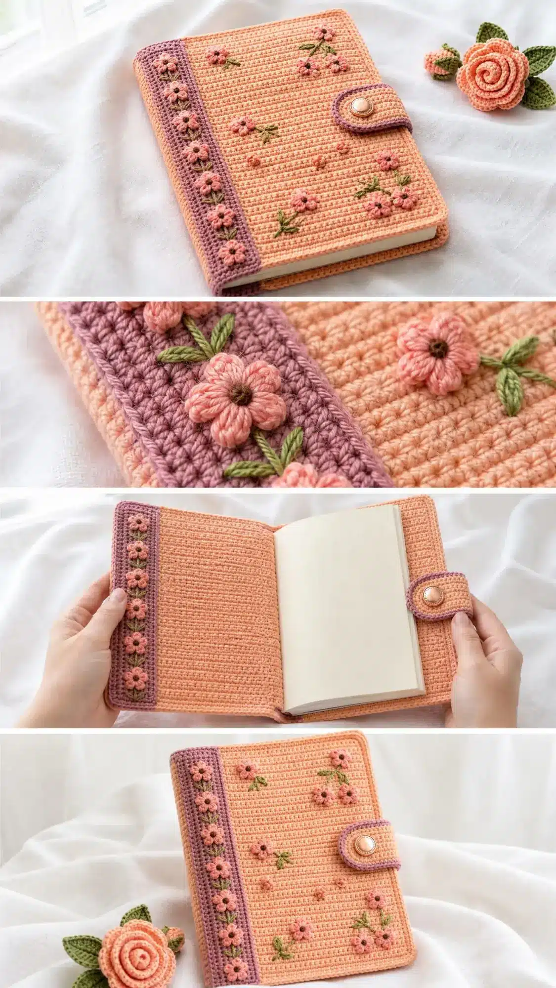 peach blossom diary cover crochet pattern crochet project crochet project detail 2