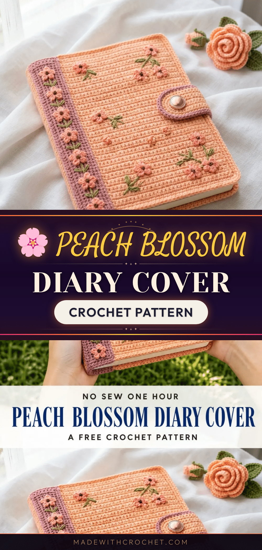peach blossom diary cover crochet pattern crochet pattern