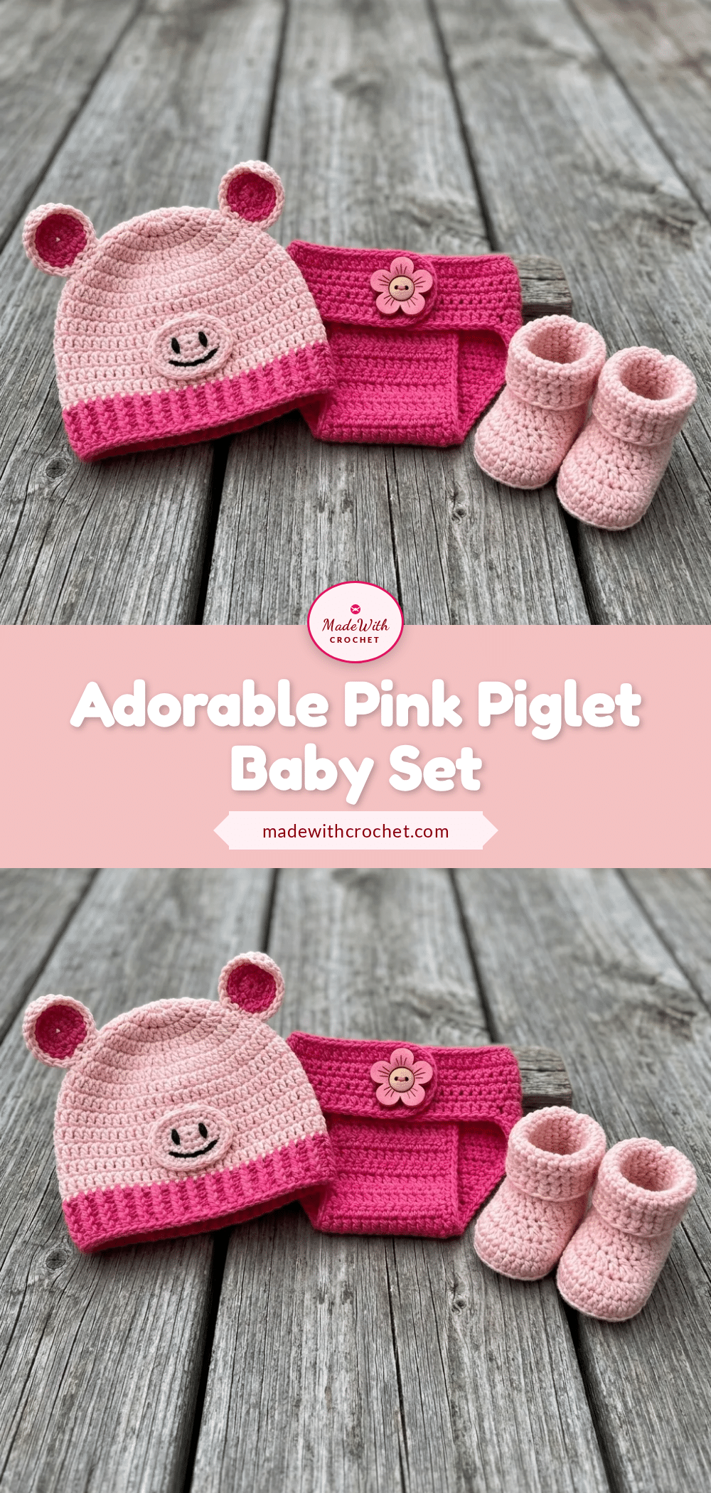 pink piglet baby set crochet pattern