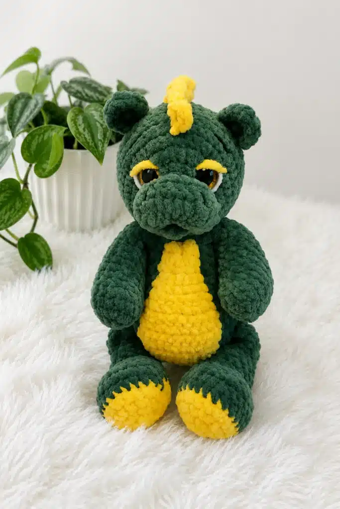 plush dragon amigurumi free crochet pattern - featured image
