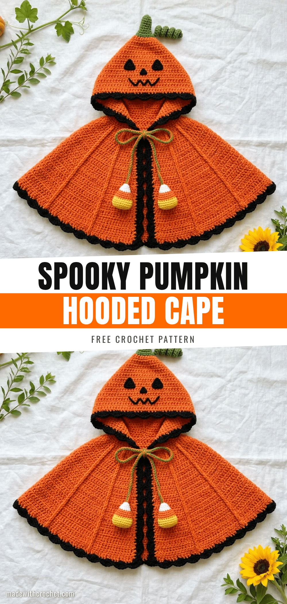 pumpkin hooded cape crochet pattern