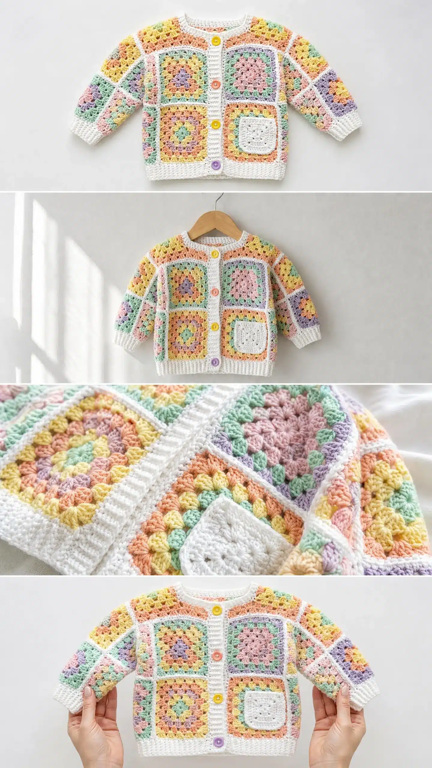 rainbow granny square baby cardigan crochet project crochet project detail 2