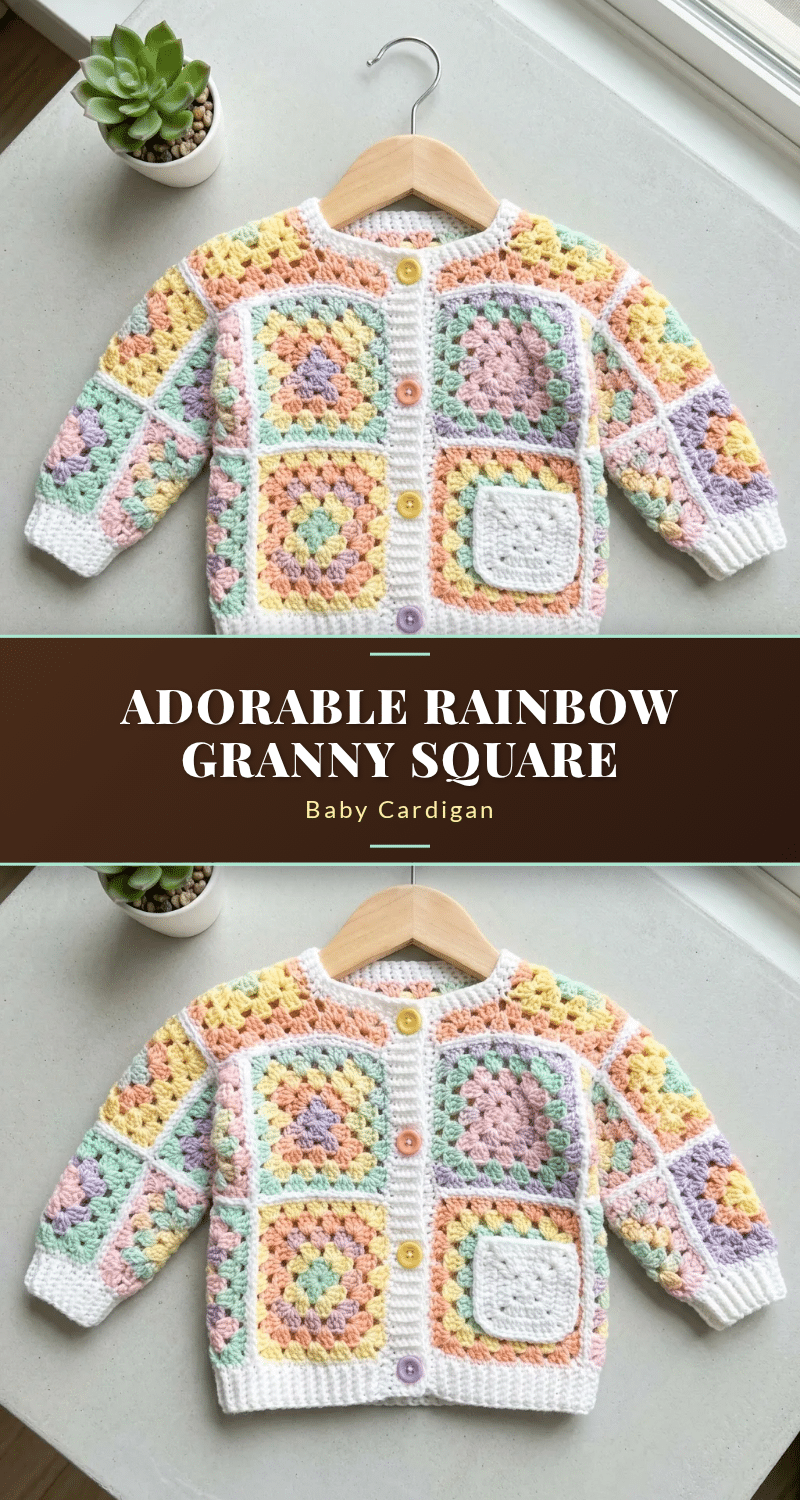rainbow granny square baby cardigan crochet pattern
