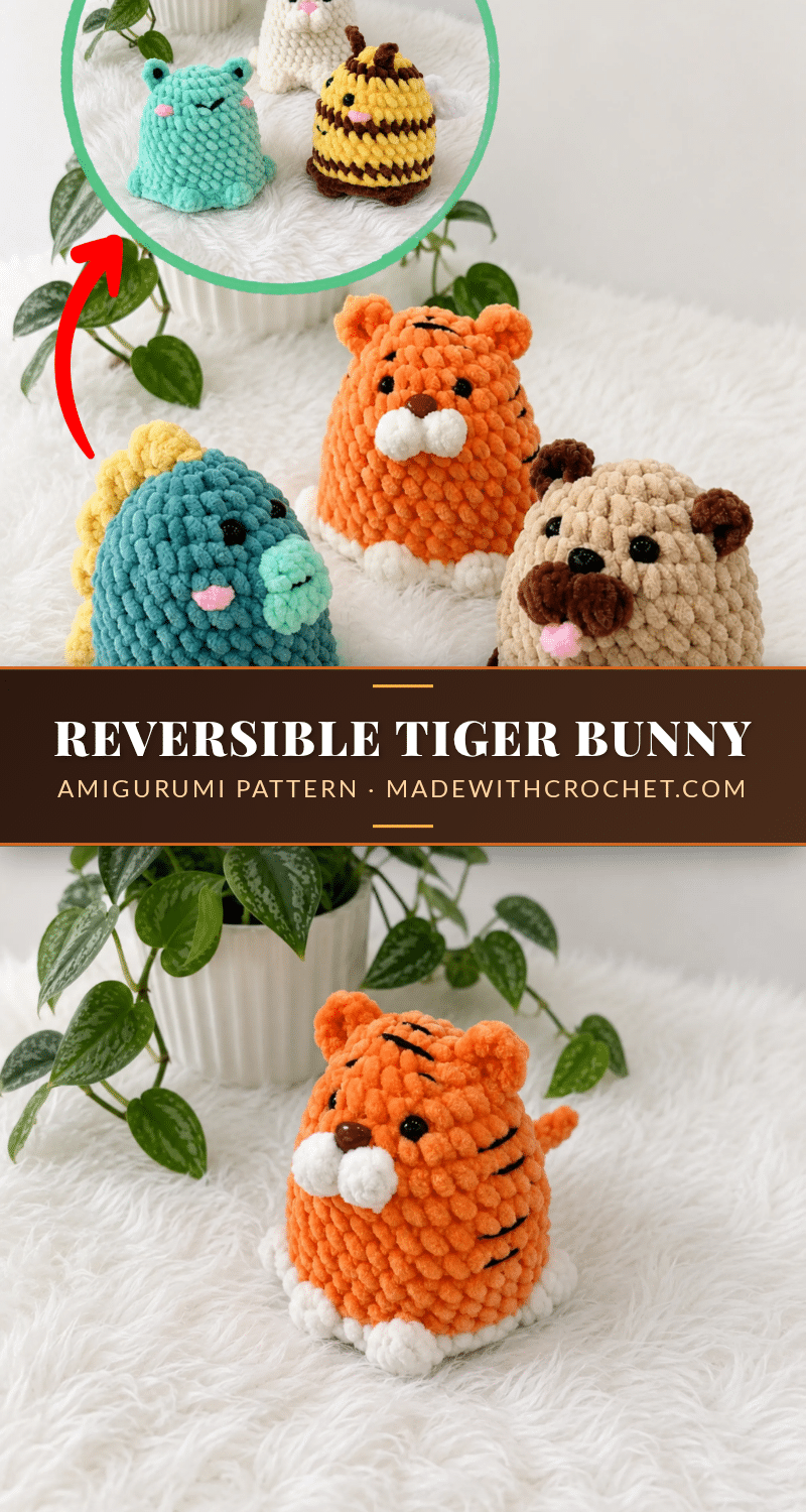 reversible tiger bunny amigurumi pattern crochet pattern