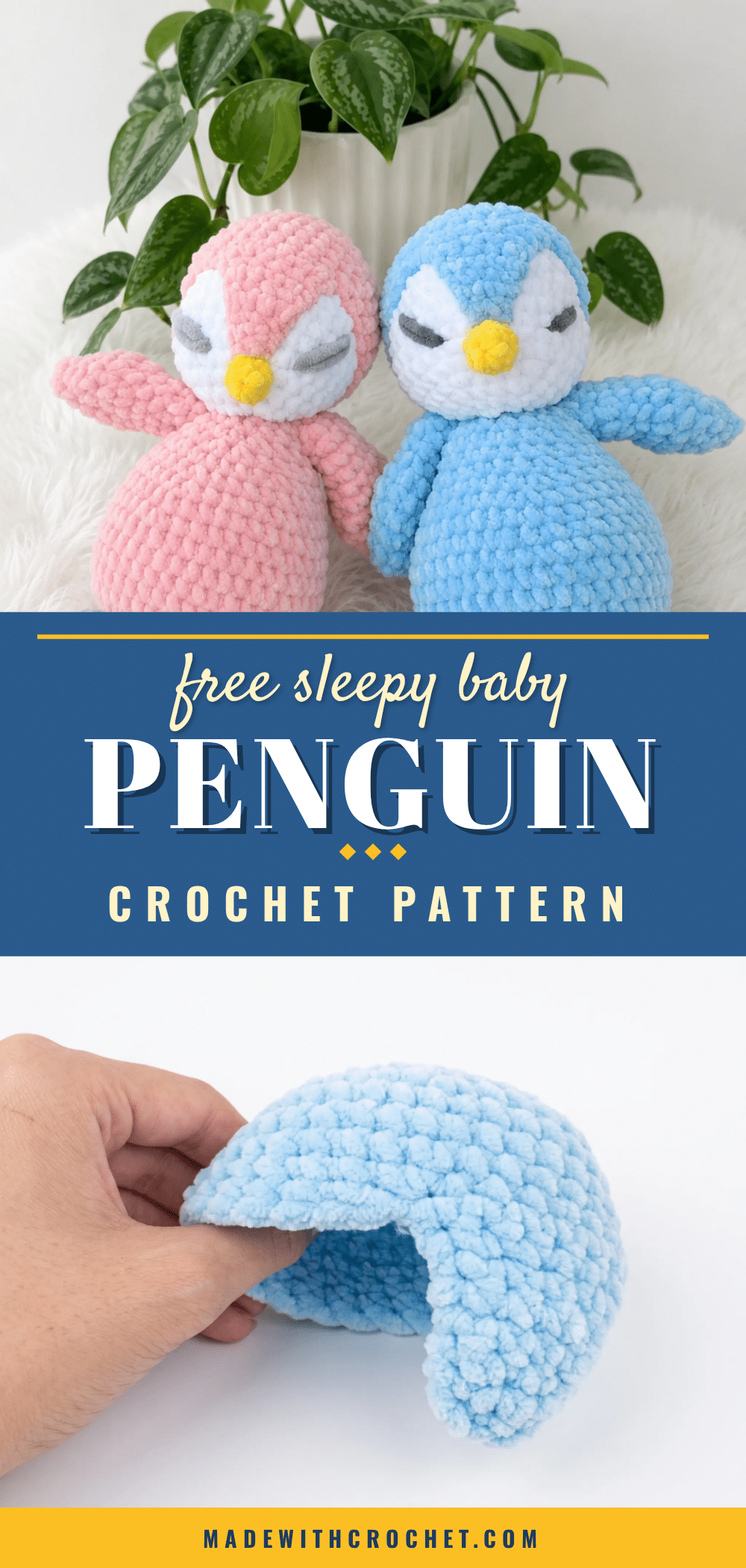 Sleepy Baby Penguin Amigurumi crochet pattern