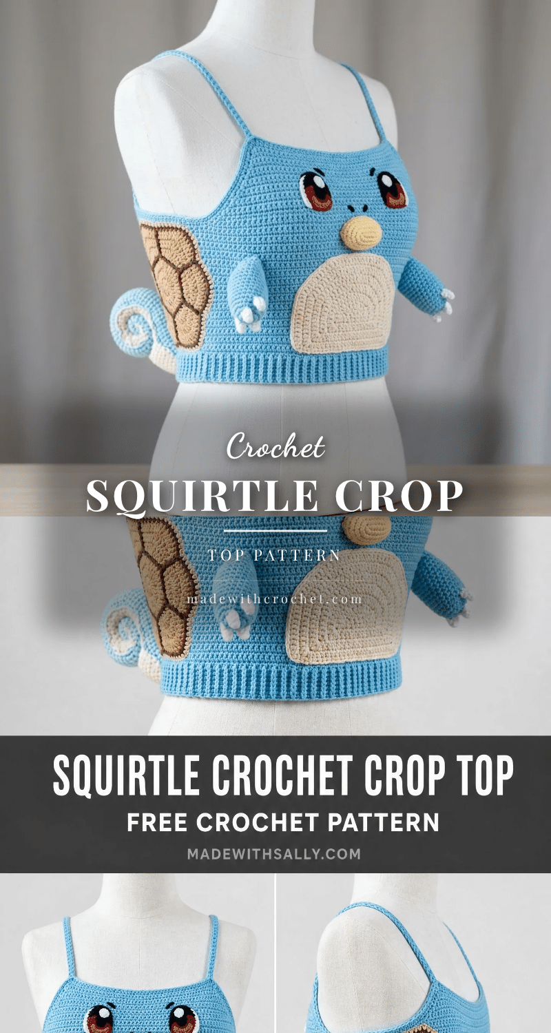 Squirtle crochet crop top pattern crochet pattern