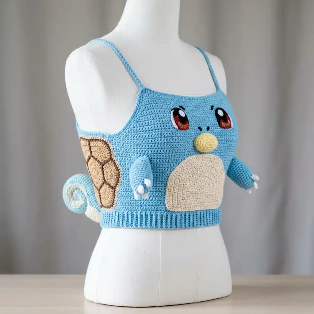 Squirtle crochet crop top pattern - featured image