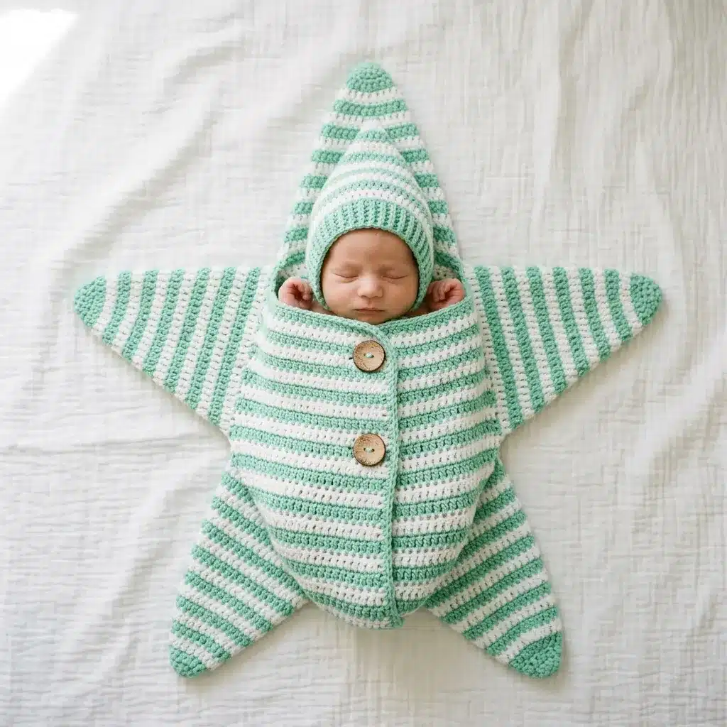 starfish baby cocoon crochet pattern - featured image