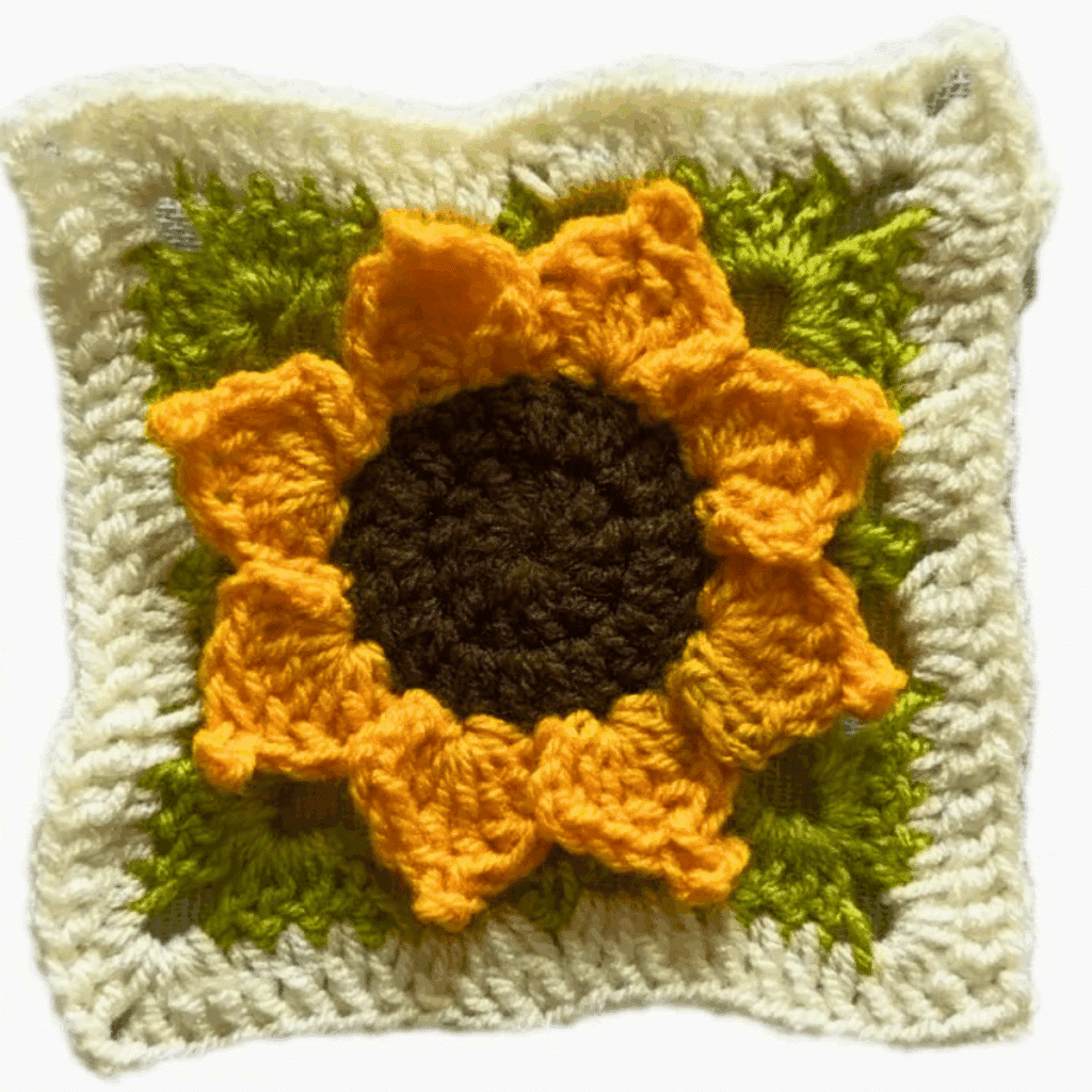 sunflower granny square - featured image