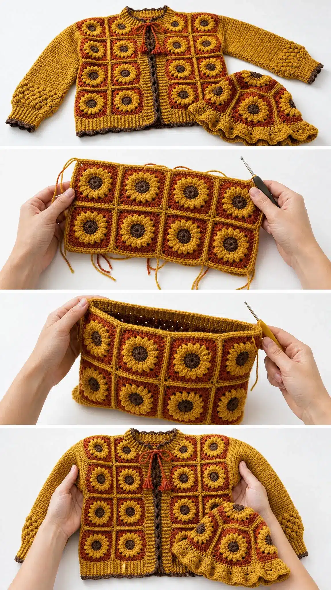 sunflower granny square cardigan crochet project crochet project detail 2