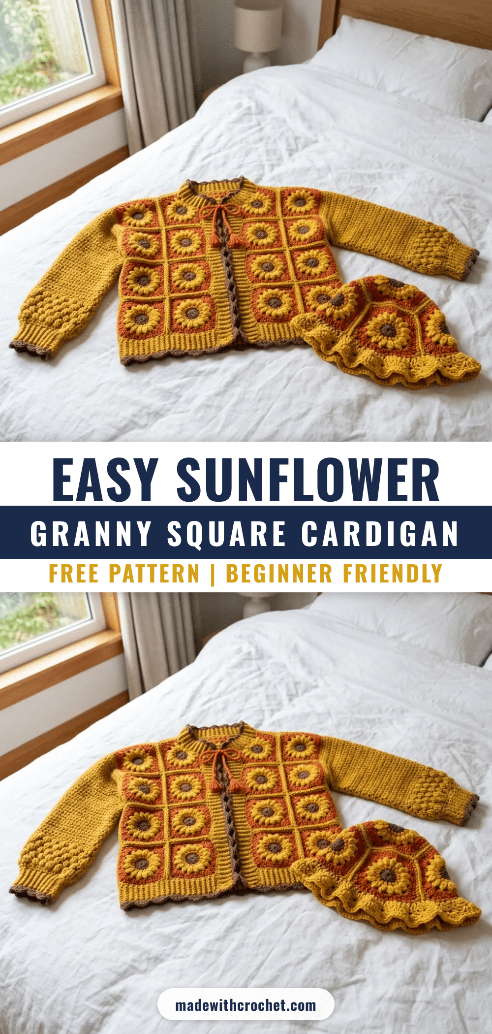 sunflower granny square cardigan crochet pattern