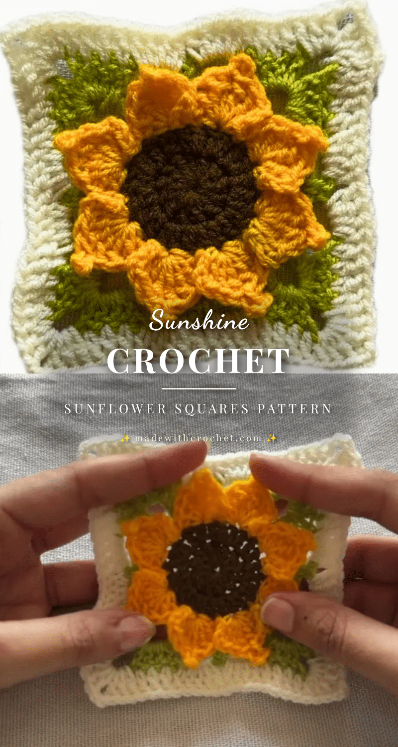 sunflower granny square crochet pattern
