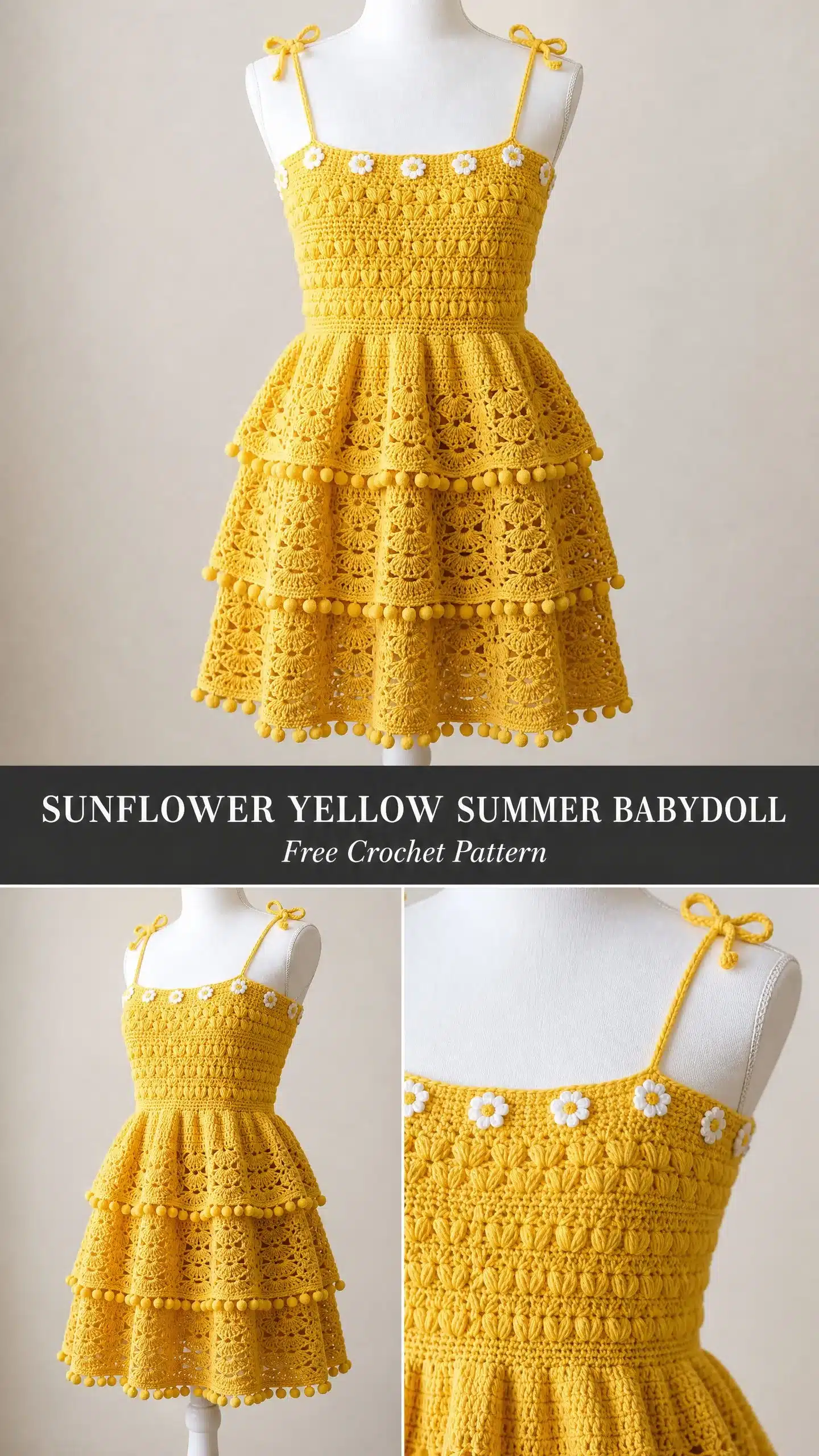 sunflower yellow summer babydoll crochet pattern crochet project crochet project detail 1