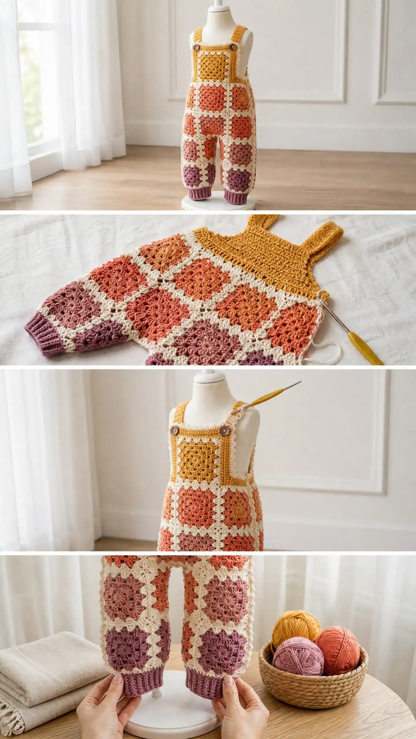 sunset ombre granny square baby romper crochet project crochet project detail 2