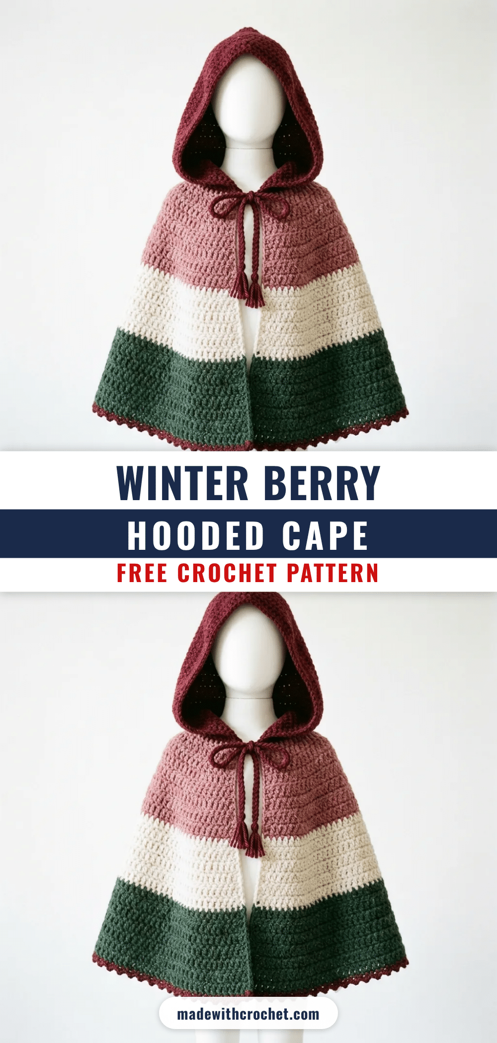 winter berry hooded cape crochet pattern