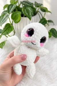 fluffy baby sea turtle amigurumi pattern - featured image
