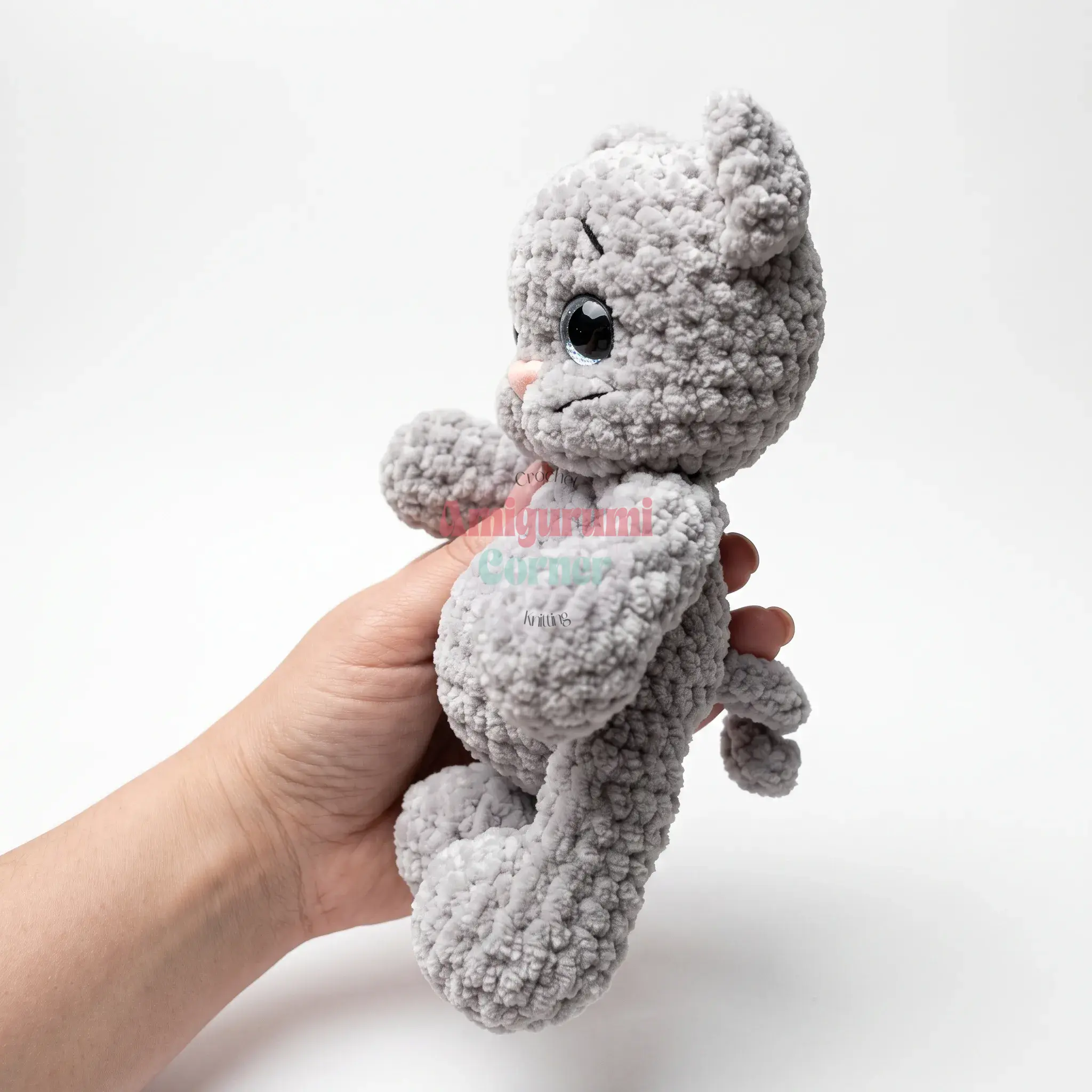 gray kitten amigurumi crochet project crochet project detail 5