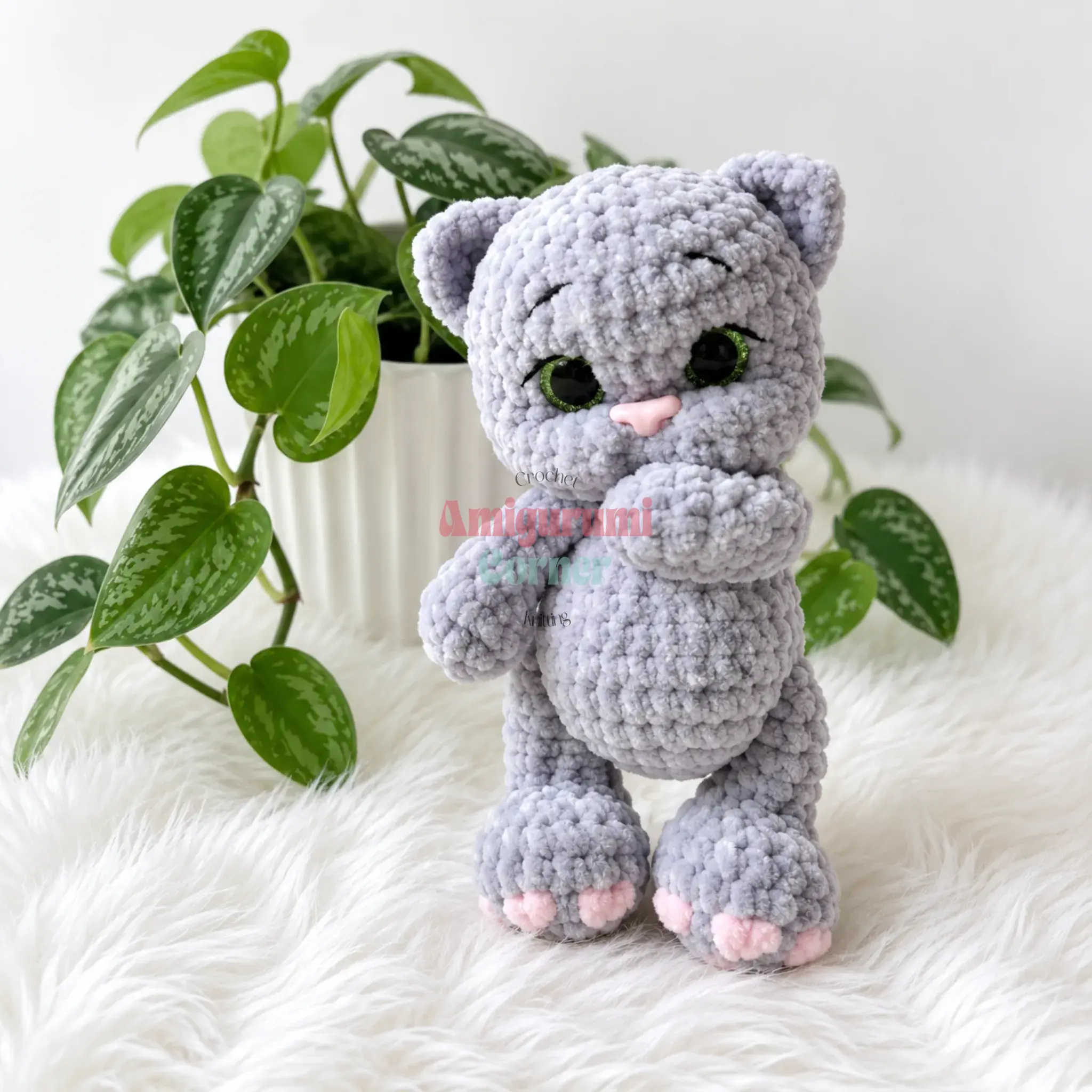 gray kitten amigurumi crochet project crochet project detail 6