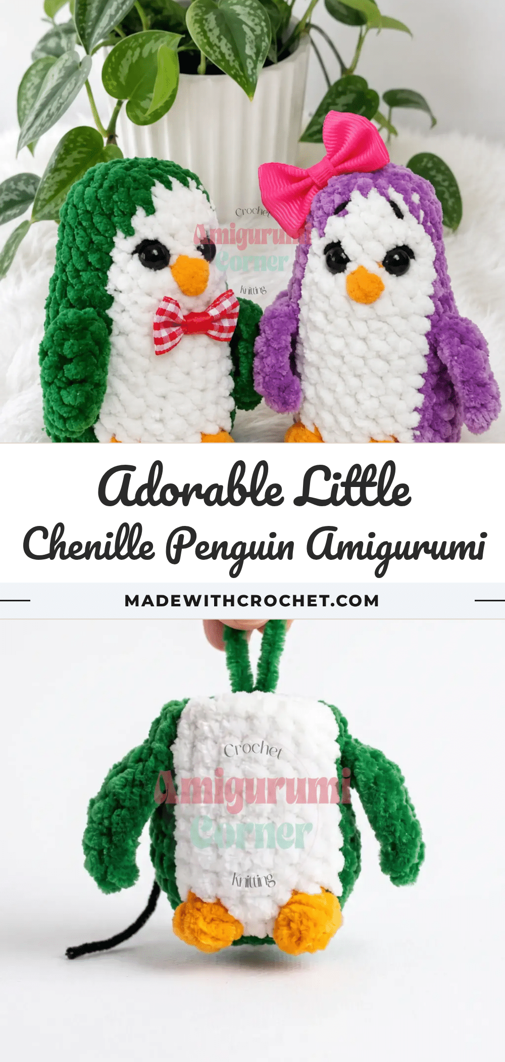 little chenille penguin amigurumi crochet pattern