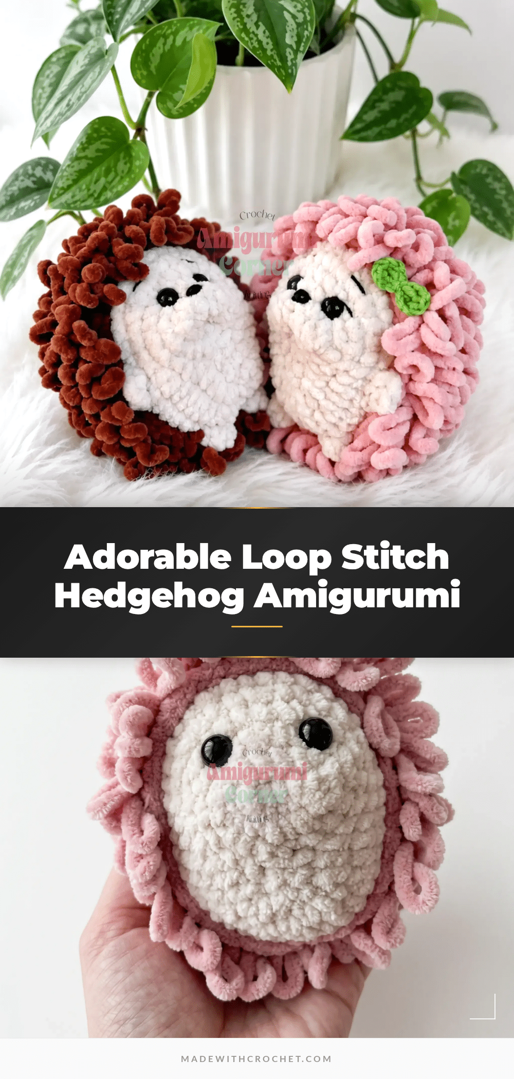 loop stitch hedgehog amigurumi crochet pattern